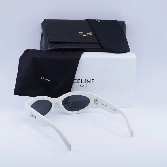 Celine CL40288I 25A MONOCHROMS Sunglasses Ivory Cat Eye Frame, Grey Lenses Celine Celine CL40288I 25A MONOCHROMS Sunglasses Ivory Cat  main image 4